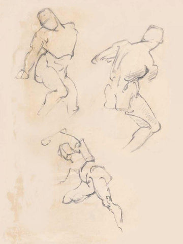 Figure Study V White Modern Wood Framed Art Print with Double Matting by Wild Apple Portfolio