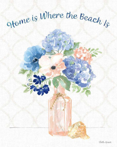 Coastline Botanical VI White Modern Wood Framed Art Print with Double Matting by Grove, Beth