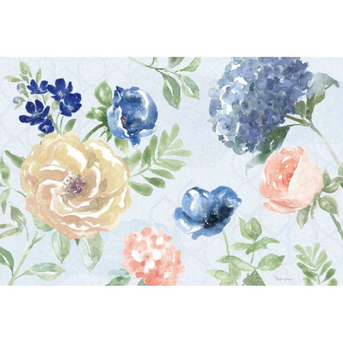 Coastline Botanical I Blue Gold Ornate Wood Framed Art Print with Double Matting by Grove, Beth