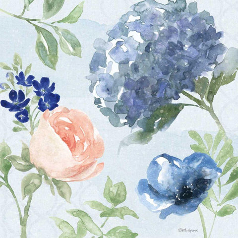 Coastline Botanical III Blue White Modern Wood Framed Art Print with Double Matting by Grove, Beth