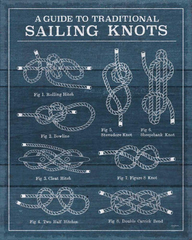 Vintage Sailing Knots XIII White Modern Wood Framed Art Print with Double Matting by Urban, Mary