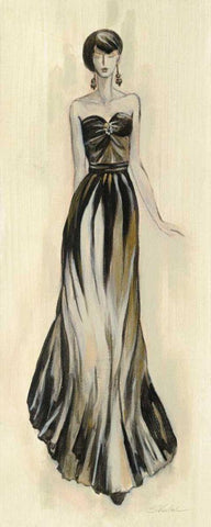 Evening Gown II White Modern Wood Framed Art Print with Double Matting by Vassileva, Silvia