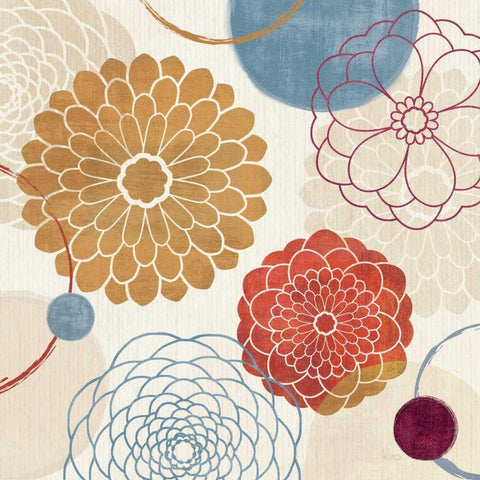 Abstract bouquet II Gold Ornate Wood Framed Art Print with Double Matting by Charron, Veronique