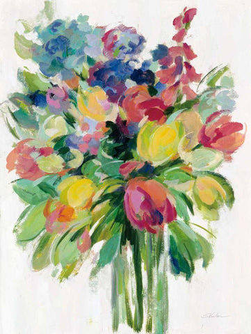Earthy Colors Bouquet II White White Modern Wood Framed Art Print with Double Matting by Vassileva, Silvia