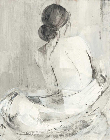 Evening I Neutral Black Ornate Wood Framed Art Print with Double Matting by Hristova, Albena