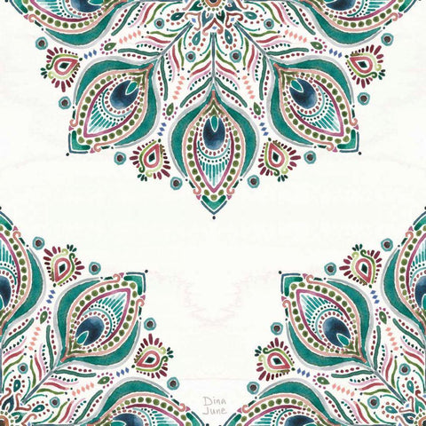 Bohemian Vibes Pattern VIIA Black Ornate Wood Framed Art Print with Double Matting by June, Dina
