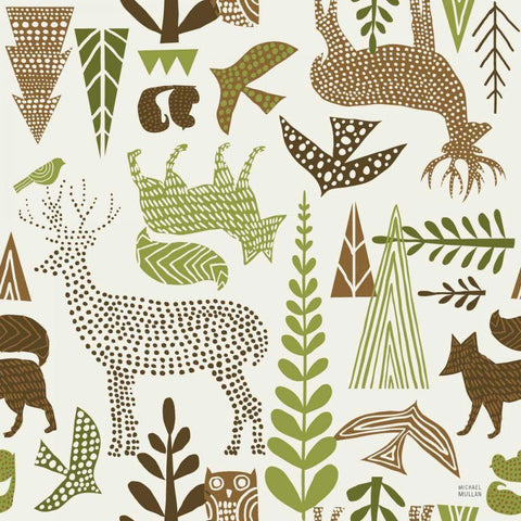 Forest Folklore Green Pattern IB Black Ornate Wood Framed Art Print with Double Matting by Mullan, Michael