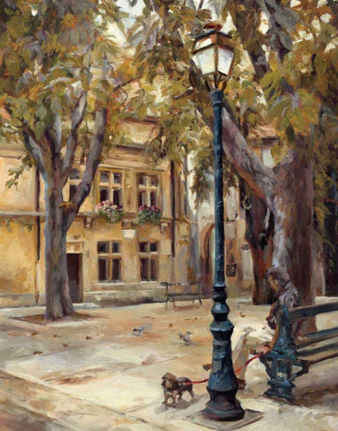 Provence Village II Black Ornate Wood Framed Art Print with Double Matting by Hageman, Marilyn