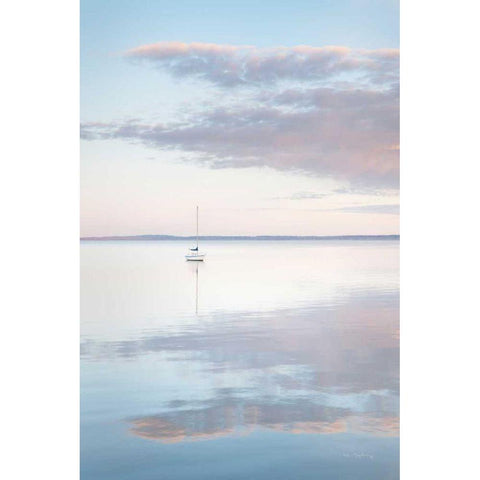 Sailboat in Bellingham Bay II White Modern Wood Framed Art Print by Majchrowicz, Alan