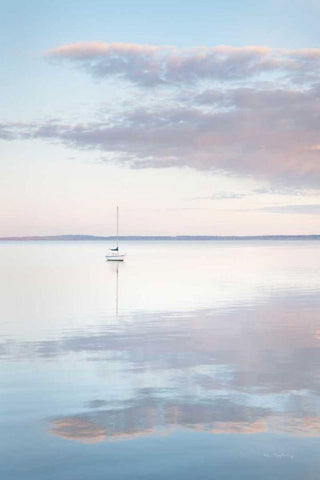 Sailboat in Bellingham Bay II White Modern Wood Framed Art Print with Double Matting by Majchrowicz, Alan