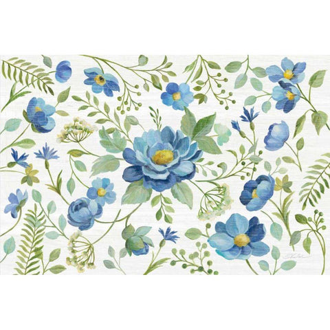 Botanical Blue I White Modern Wood Framed Art Print by Vassileva, Silvia