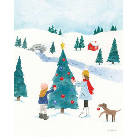 Winter Scene II Gold Ornate Wood Framed Art Print with Double Matting by Jackson, Jenaya