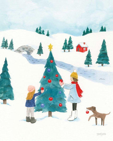 Winter Scene II White Modern Wood Framed Art Print with Double Matting by Jackson, Jenaya