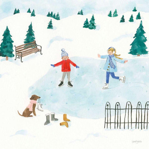 Winter Scene III White Modern Wood Framed Art Print with Double Matting by Jackson, Jenaya