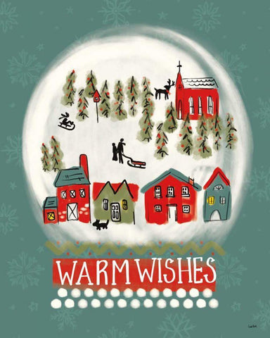 Winter Village II White Modern Wood Framed Art Print with Double Matting by York, Leah
