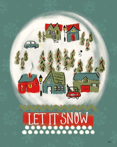 Winter Village III White Modern Wood Framed Art Print with Double Matting by York, Leah