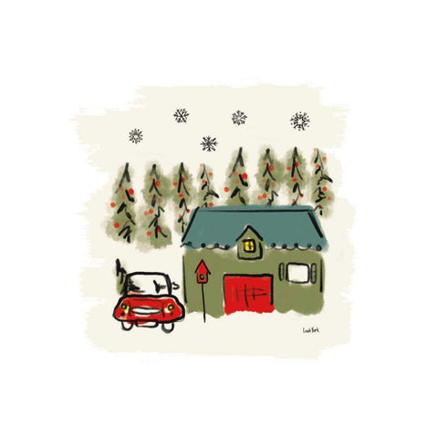 Winter Village V Gold Ornate Wood Framed Art Print with Double Matting by York, Leah