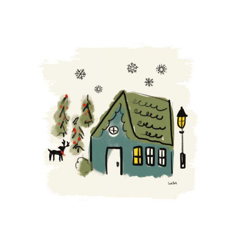 Winter Village VI Gold Ornate Wood Framed Art Print with Double Matting by York, Leah