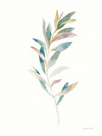 Greenery I White Modern Wood Framed Art Print with Double Matting by Nai, Danhui