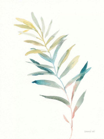 Greenery II White Modern Wood Framed Art Print with Double Matting by Nai, Danhui