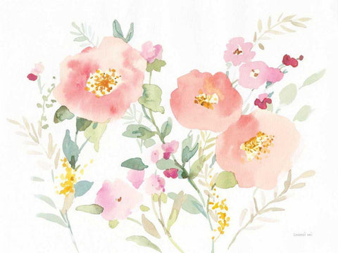 Watercolor Jewels I White Modern Wood Framed Art Print with Double Matting by Nai, Danhui
