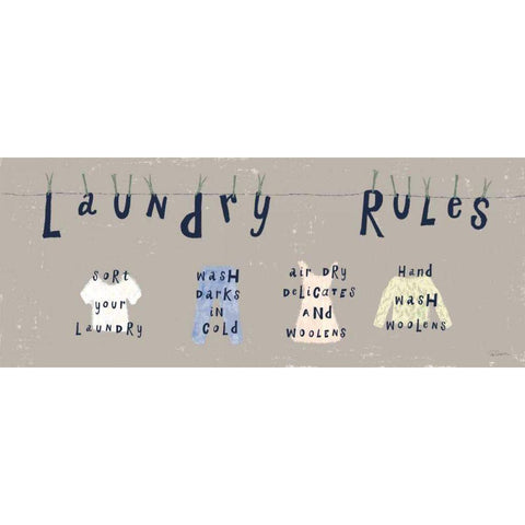 Laundry Rules I Gray Gold Ornate Wood Framed Art Print with Double Matting by Schlabach, Sue