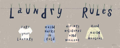 Laundry Rules I Gray Black Ornate Wood Framed Art Print with Double Matting by Schlabach, Sue