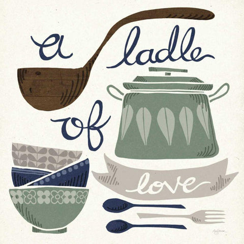A Ladle of Love Winter Gold Ornate Wood Framed Art Print with Double Matting by Urban, Mary