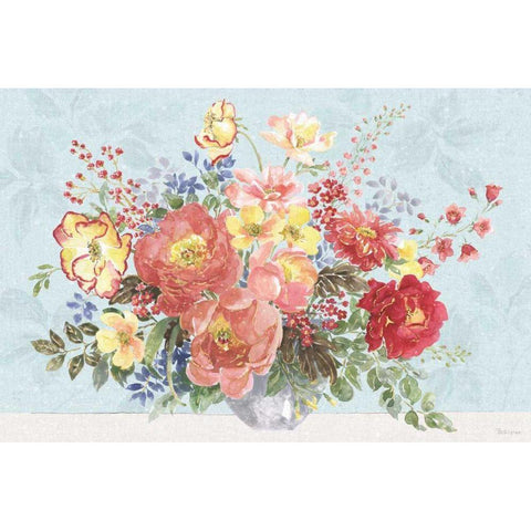 Floral Focus V Blue Gold Ornate Wood Framed Art Print with Double Matting by Grove, Beth