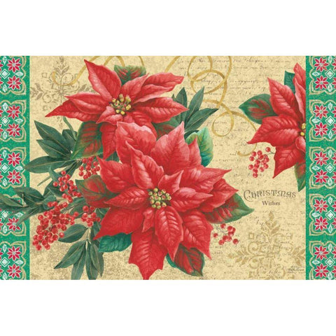 Christmas Floral Gold Ornate Wood Framed Art Print with Double Matting by Grove, Beth