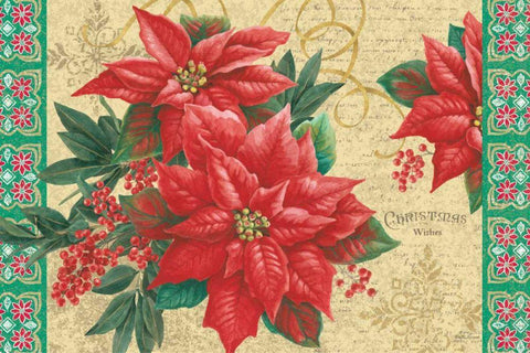 Christmas Floral Black Ornate Wood Framed Art Print with Double Matting by Grove, Beth