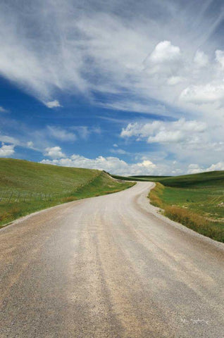 Gravel Road Near Choteau Montana II White Modern Wood Framed Art Print with Double Matting by Majchrowicz, Alan