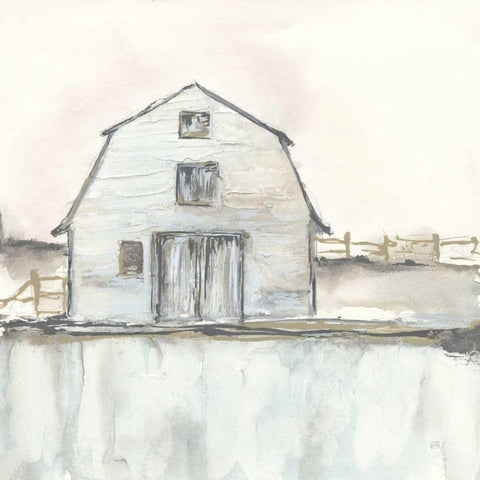 White Barn III Black Modern Wood Framed Art Print with Double Matting by Paschke, Chris