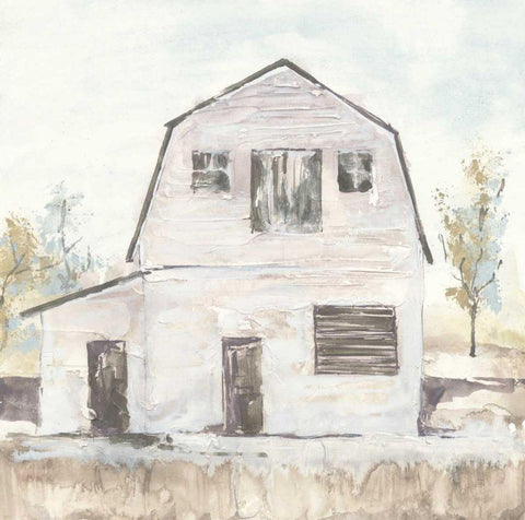 White Barn VI White Modern Wood Framed Art Print with Double Matting by Paschke, Chris