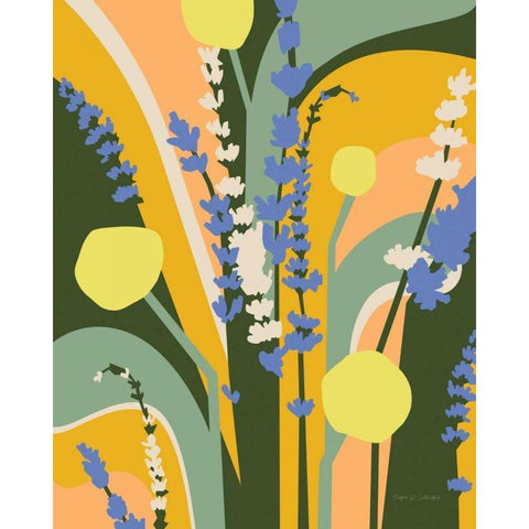 Lavender and Craspedia Gold Ornate Wood Framed Art Print with Double Matting by Gallagher, Megan
