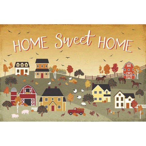 Harvest Village II Script Gold Ornate Wood Framed Art Print with Double Matting by Marshall, Laura