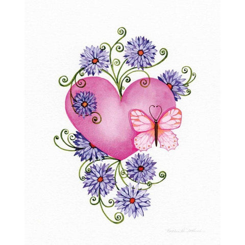 Hearts and Flowers III Gold Ornate Wood Framed Art Print with Double Matting by McKenna, Kathleen Parr