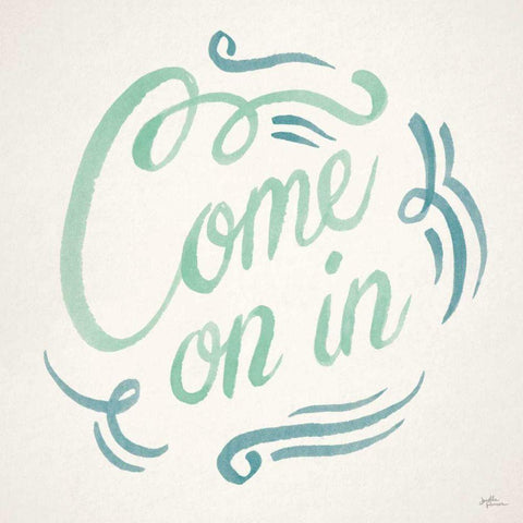 Come On In I White Modern Wood Framed Art Print by Penner, Janelle