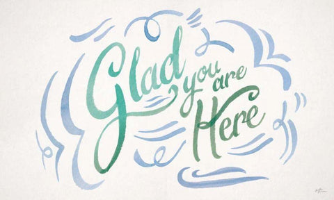 Glad You are Here II Black Ornate Wood Framed Art Print with Double Matting by Penner, Janelle