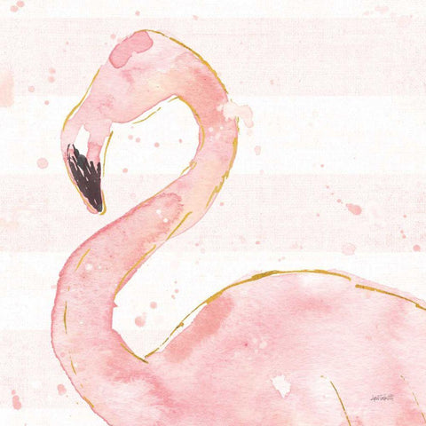 Flamingo Fever III Light No Words Gold Ornate Wood Framed Art Print with Double Matting by Tavoletti, Anne