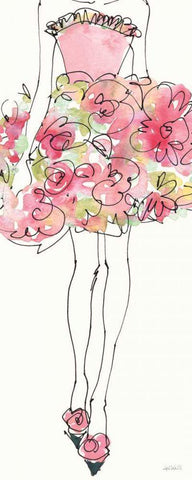 Floral Fashion Shoulders I Pink Black Ornate Wood Framed Art Print with Double Matting by Tavoletti, Anne