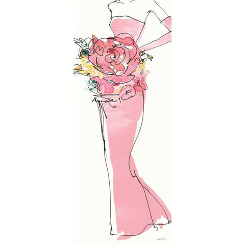 Floral Fashion Shoulders II Pink Gold Ornate Wood Framed Art Print with Double Matting by Tavoletti, Anne