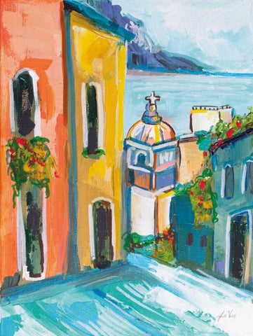Positano III White Modern Wood Framed Art Print with Double Matting by Vertentes, Jeanette