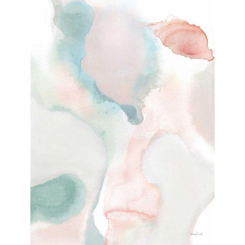 Sage and Pink Abstract I Gold Ornate Wood Framed Art Print with Double Matting by Nai, Danhui
