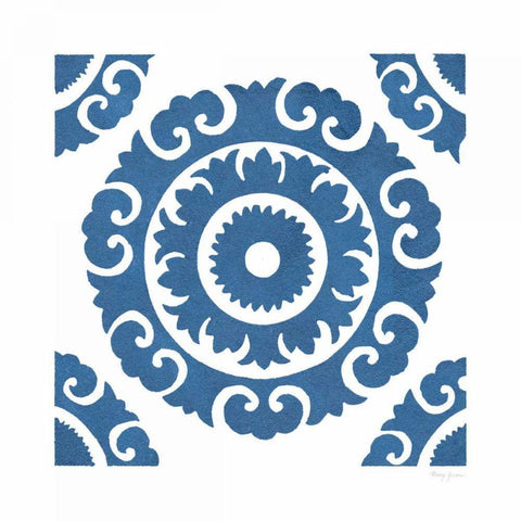 Simply Elegant VIII Blue on White Black Ornate Wood Framed Art Print with Double Matting by Green, Nancy
