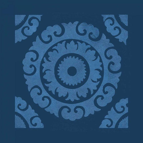 Simply Elegant VIII Light Blue on Dark Blue Black Ornate Wood Framed Art Print with Double Matting by Green, Nancy