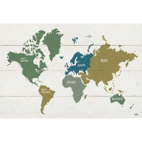 Peace and Lodge World Map Gold Ornate Wood Framed Art Print with Double Matting by Penner, Janelle
