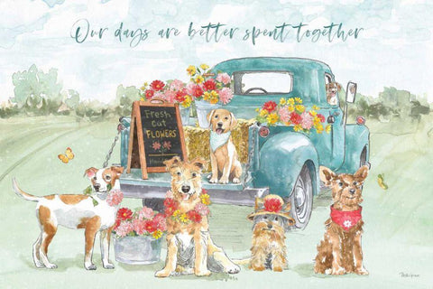 Furry Pals I White Modern Wood Framed Art Print with Double Matting by Grove, Beth