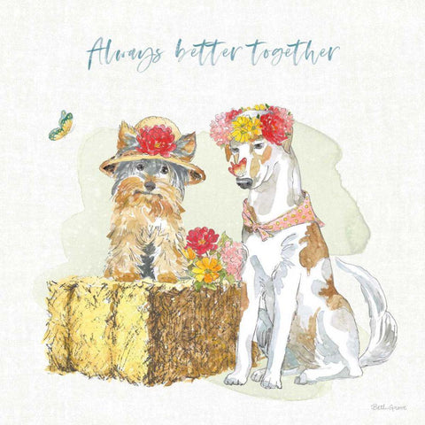 Furry Pals III Gold Ornate Wood Framed Art Print with Double Matting by Grove, Beth