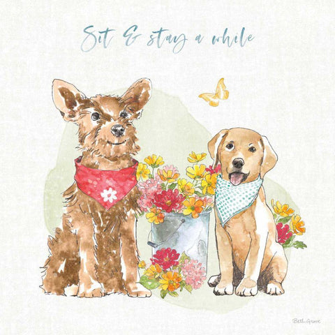 Furry Pals V Gold Ornate Wood Framed Art Print with Double Matting by Grove, Beth